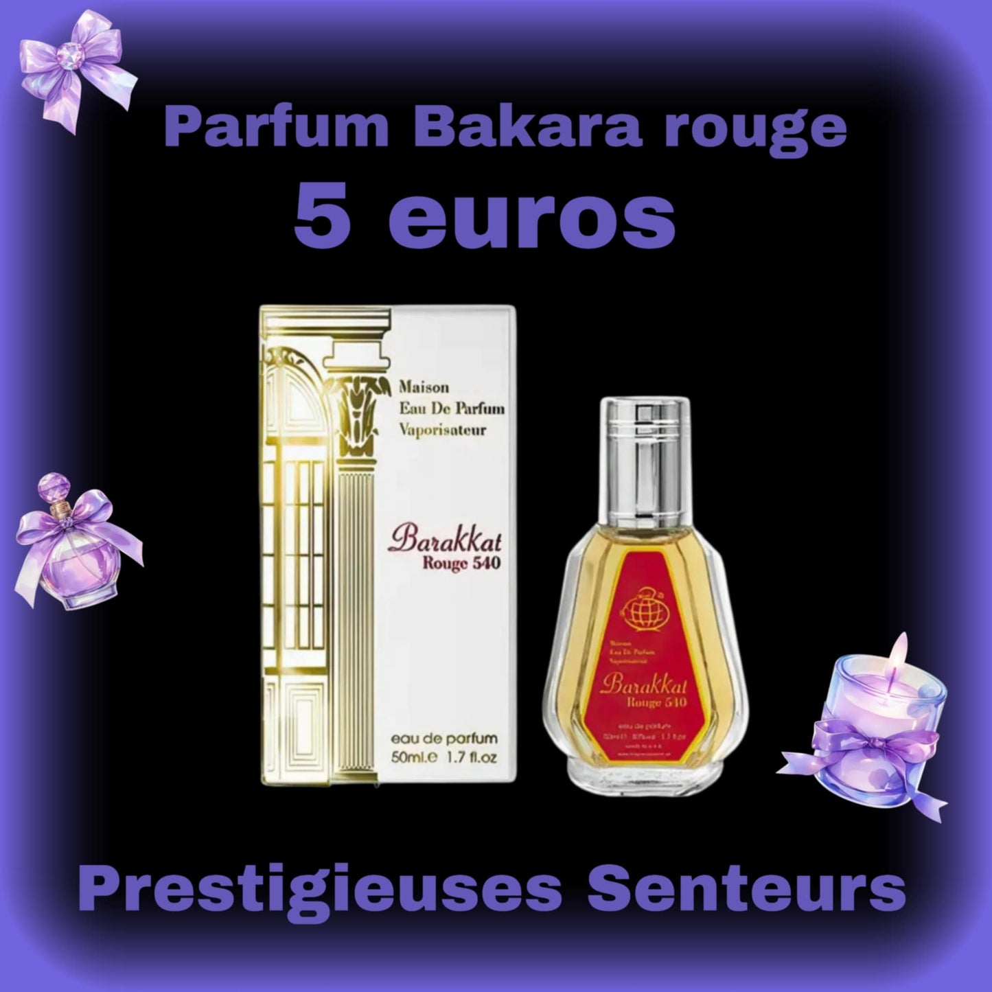 Parfum Barakkat rouge 540.Dubaï. 50ml . Odeur Baccarat vanille