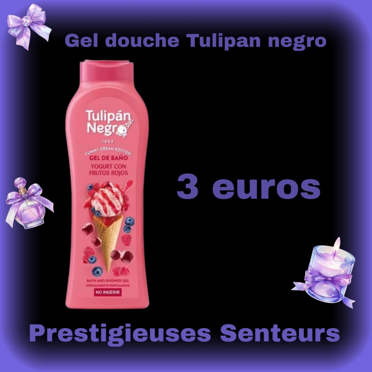 Gel douche. 650ml. Parfum glace fruits rouge ( Yogurt Con Frutos Rojos)