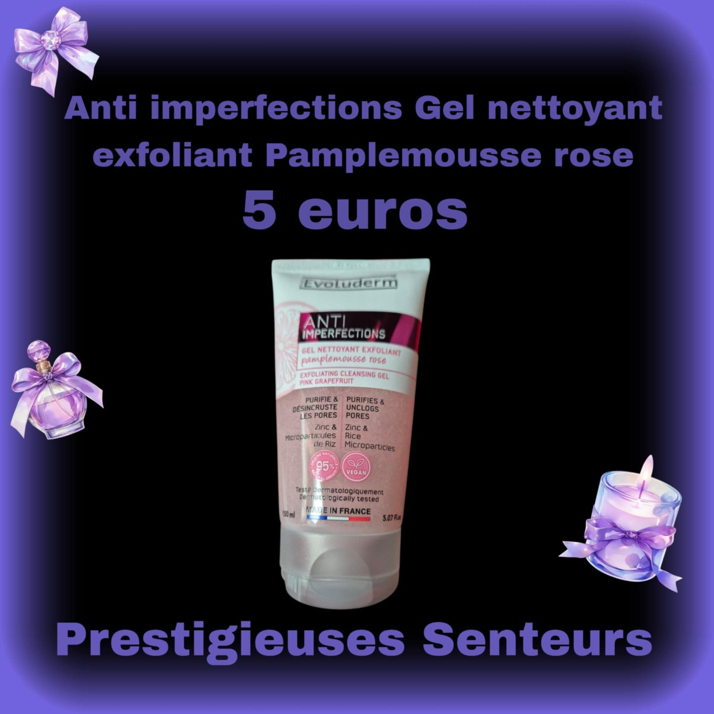 Anti imperfections . Gel nettoyant exfoliant. Pamplemousse rose .150ml