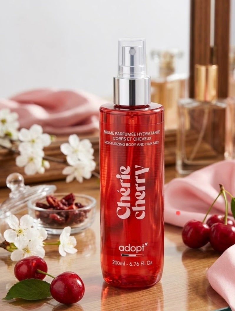 Brume parfumée hydratante corps et cheveux .Chérie cherry. 200ml