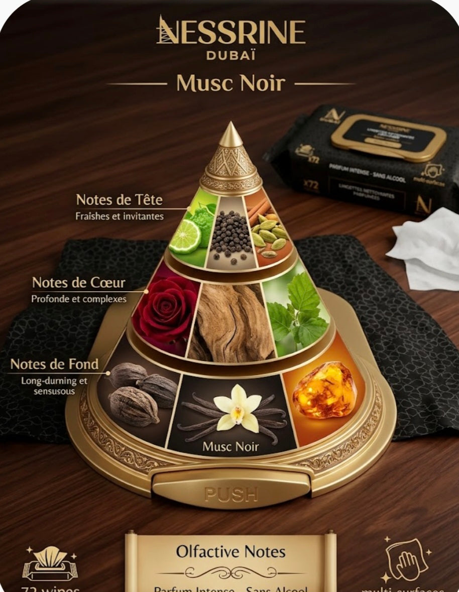 Lingettes nettoyantes Multi Surface. Musc noir