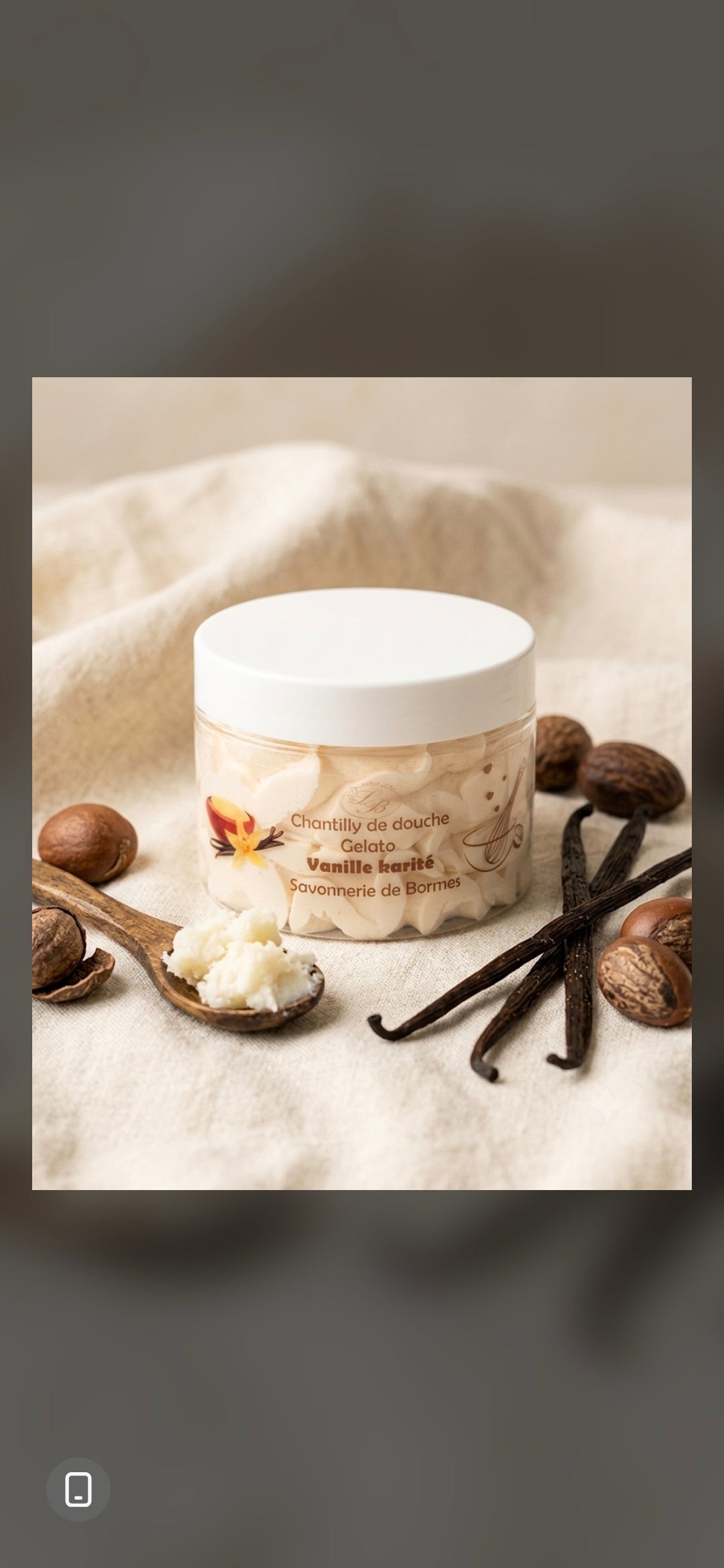 Chantilly de douche vanille , karité