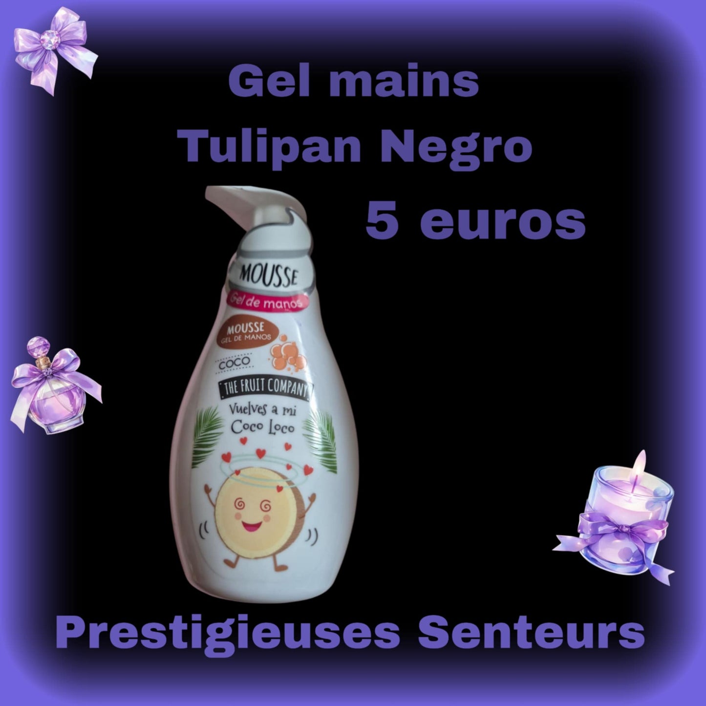 Mousse gel mains .250ml. Parfum noix de coco