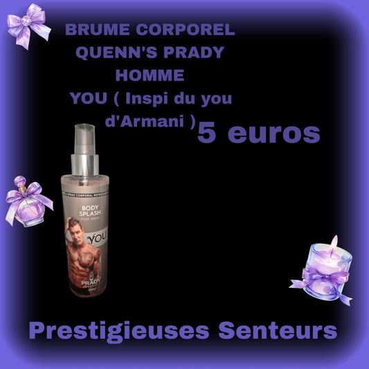 BRUME CORPOREL QUENN'S PRADY HOMME EN 250M ML. YOU ( Inspi du you d'Armani )
