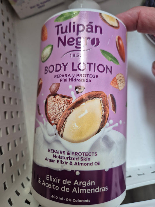 Body lotion 400ml .Tulipan Negro.  A l élixir d'argan et à l'huile d'amande