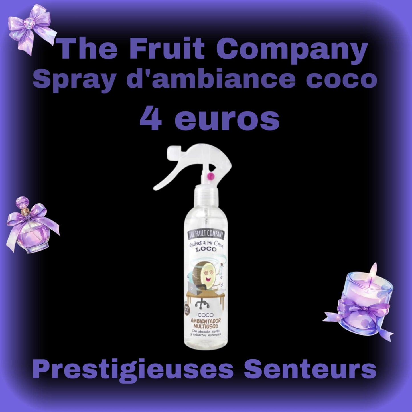 Spray d'ambiance.The fruit company. 250ml.Parfum noix de coco