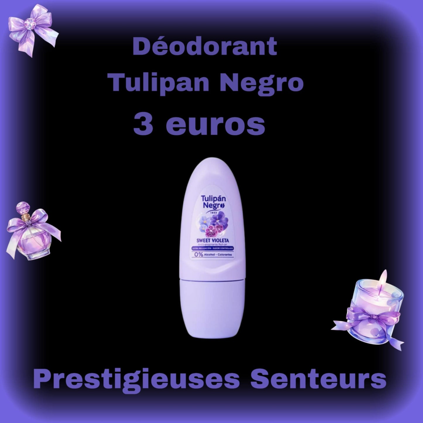 Déodorant bille Tulipan Negro. 50ml . Sweet violeta