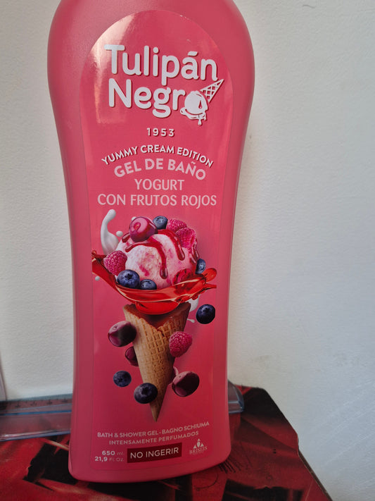 Gel douche Tulipan Negro. 650ml. Parfum yaourts fruits rouge ( Yogurt Con Frutos Rojos)
