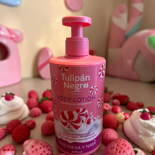 Body lotion Tulipan Negro. 400ml. Parfum bonbons fraise chantilly 🍬 🍓
