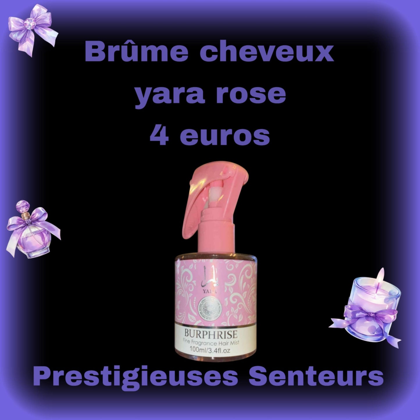 Brûme capillaire parfumée. Yara rose.100ml (cheveux)
