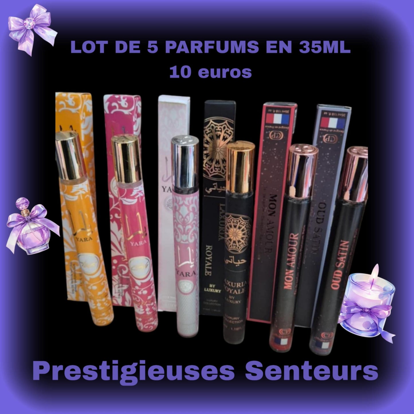 Lots de 5 parfums 35ml . N' hésitez pas à demandez les listes homme où femme