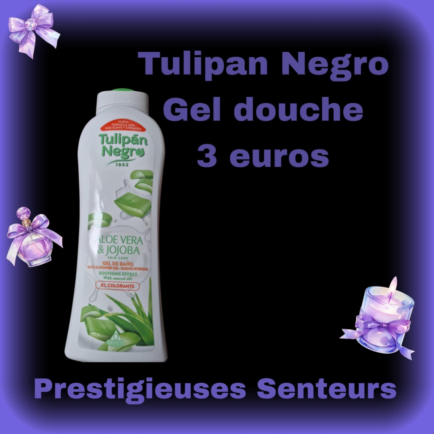 Gel douche Tulipan Negro 650ml. Parfum Aloe vera
