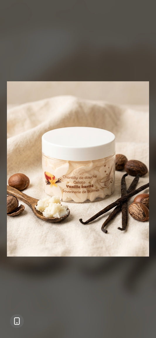 Chantilly de douche vanille , karité