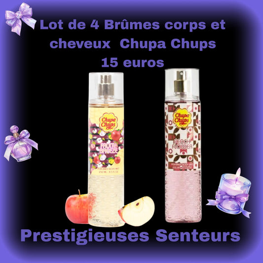 Lot de 4 Brûmes corps et cheveux . Chupa Chups.